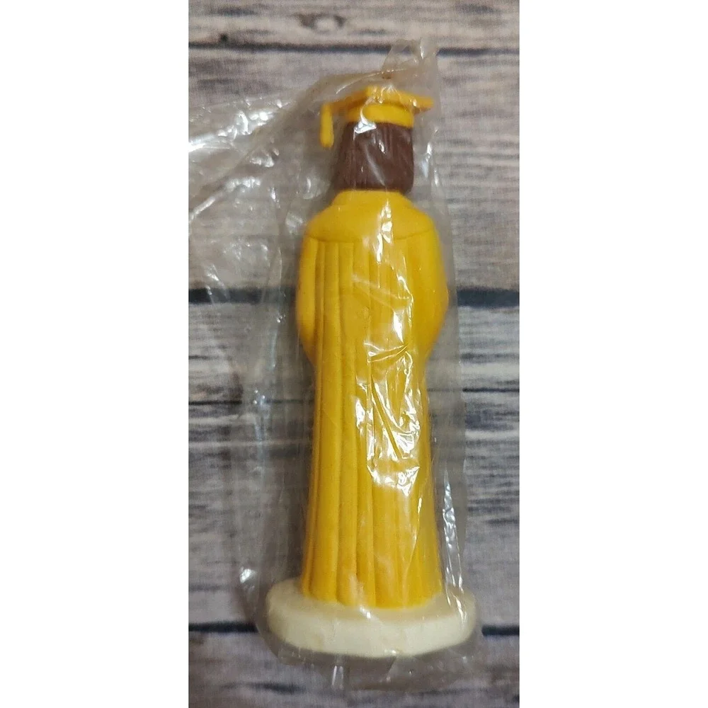 Vtg 1987 Bakery Crafts Plastic Cake Topper Female Graduate Yellow Gown 4.25